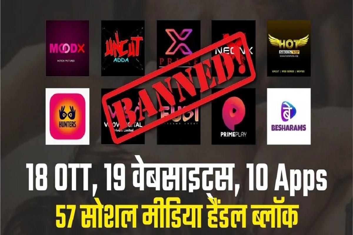 भारत सरकार ने 19 ओटीटी प्लेटफार्म, 10 ऐप्स पर लगाई रोक