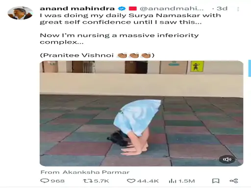 10 साल की योग गुरु: परिणीति विश्नोई का सूर्य नमस्कार वीडियो वायरल