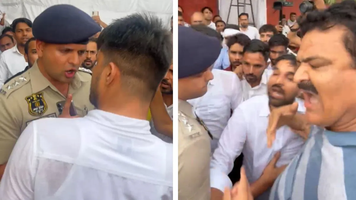 परीक्षा केंद्र से विधायक अभिमन्यु पूनिया और छात्र नेता निर्मल चौधरी गिरफ्तार